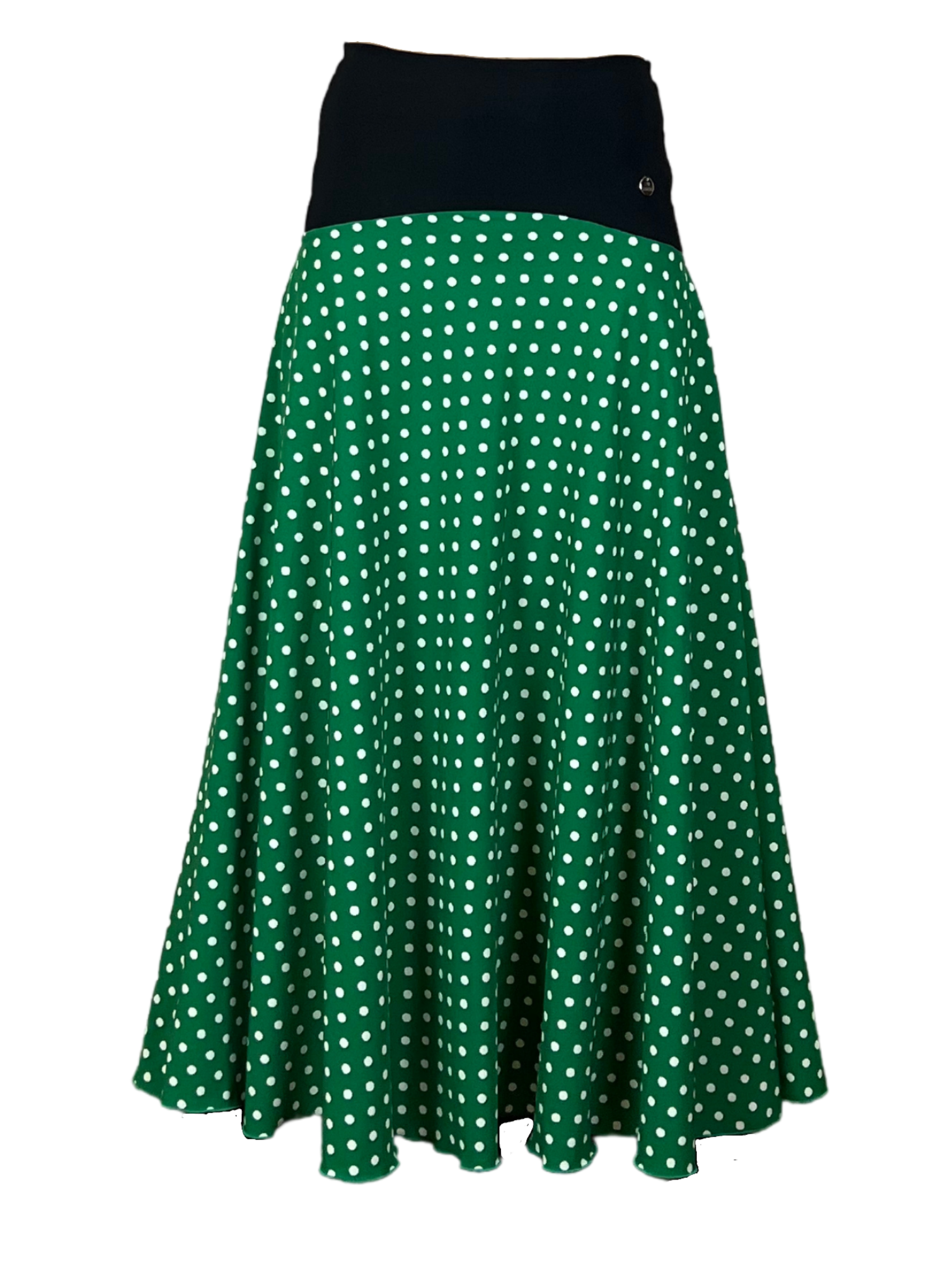 Flamenco Skirt - Practice Skirt - Green with Polka Dots - Size S - TANGOS