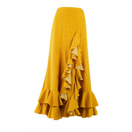 Flamenco Skirt - Yellow - Polka Dots - Ruffles - Größe S SOLEA 04-