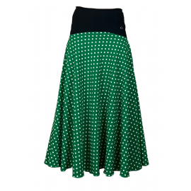 Flamenco Skirt - Practice Skirt - Green with Polka Dots - Size S - TANGOS 