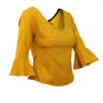 Flamenco Top - Yellow - Polka Dots - 3/4 Ruffle Sleeves ALEGRIA 04